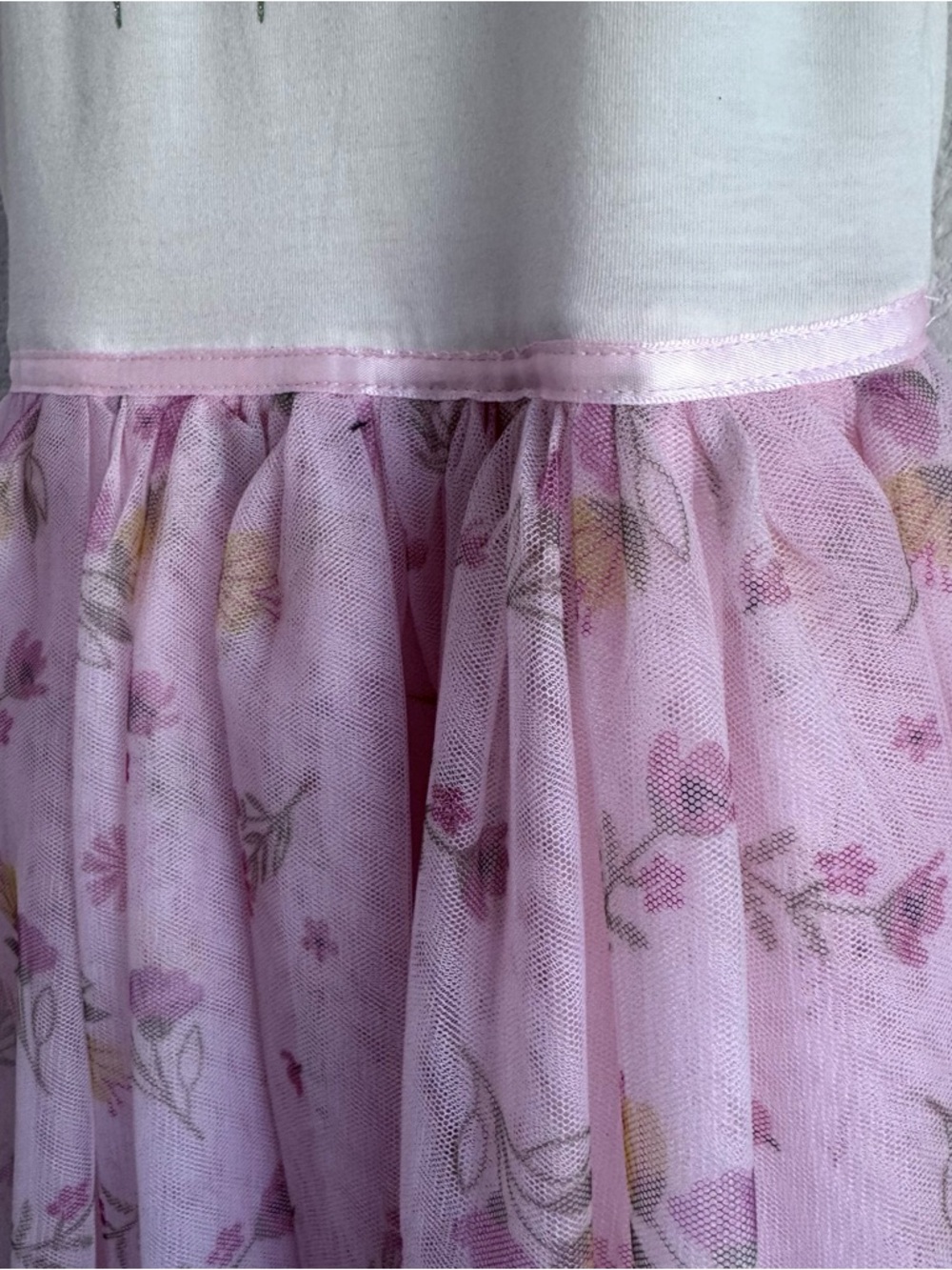 lilt White & Pink Floral Dress With Tulle Skirt - Picture 7 of 14